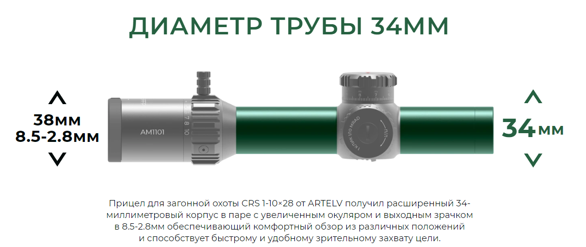 оптический прицел ARTELV CRS (a) 1-10x28 34mm FFP Fiber