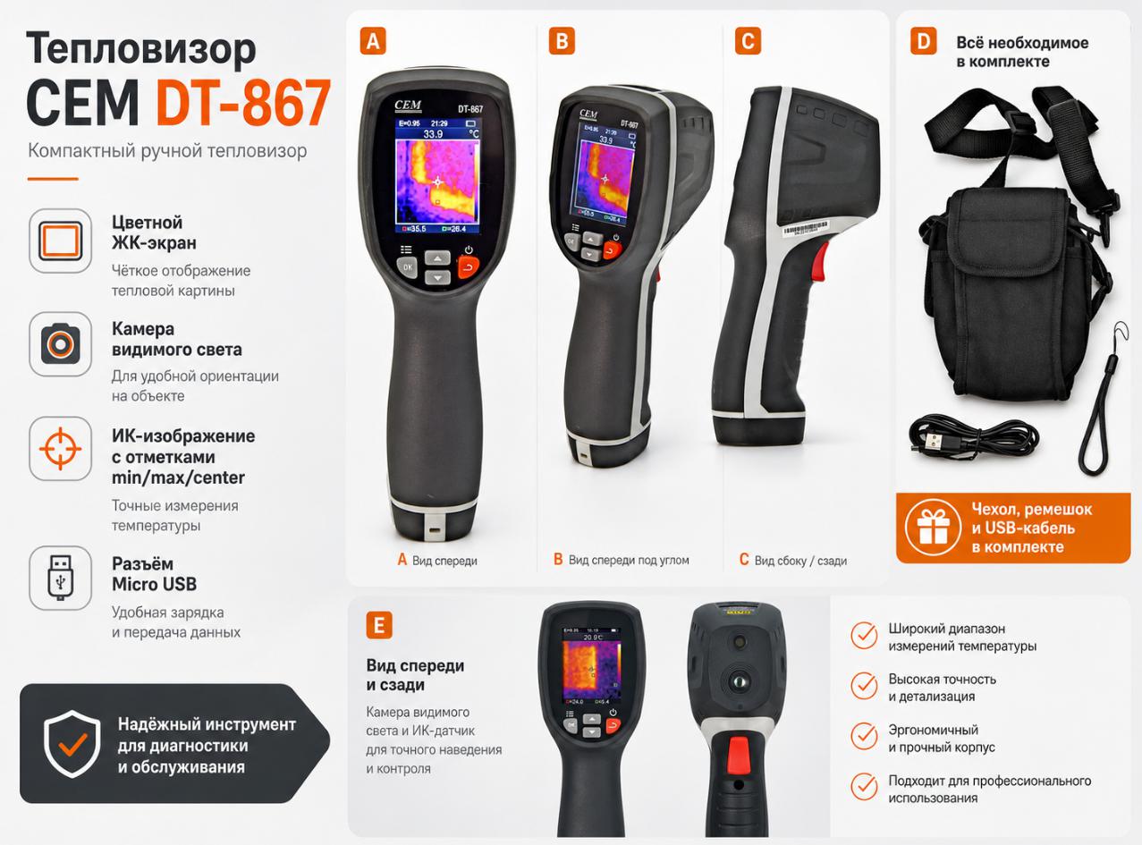 компактный тепловизор модель CEM DT-867