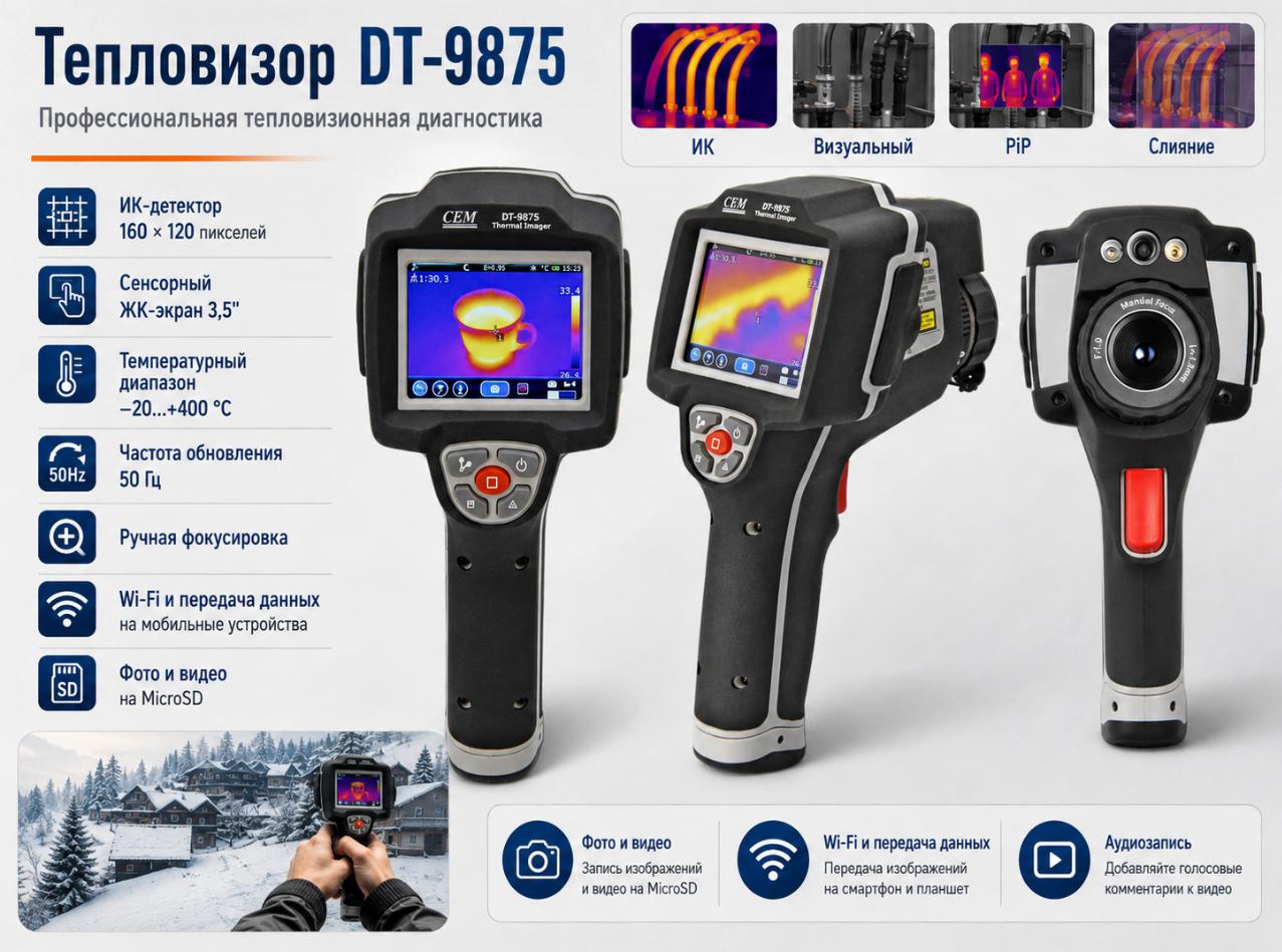 компактный тепловизор модель CEM DT-9875