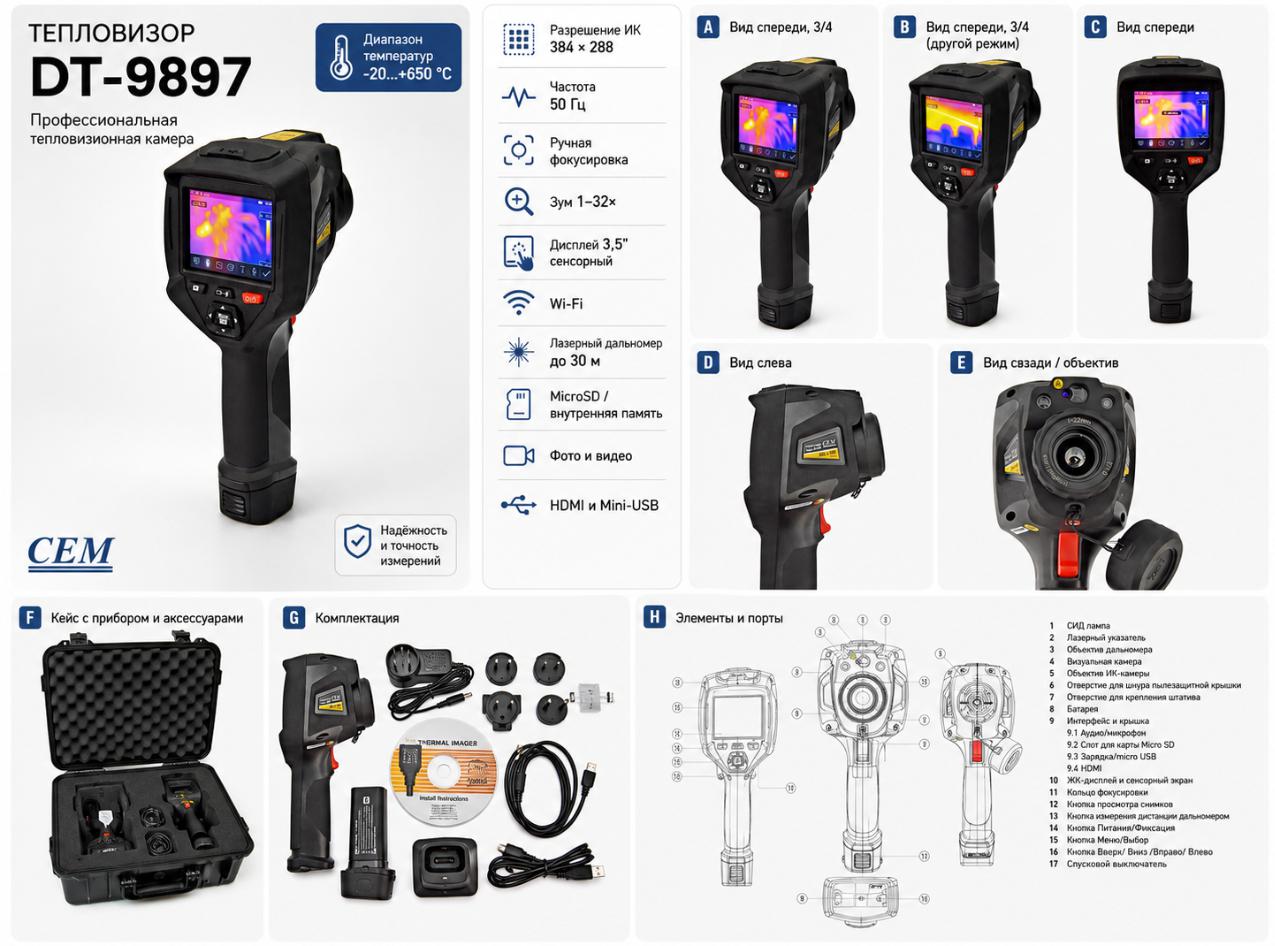 компактный тепловизор модель CEM DT-9897