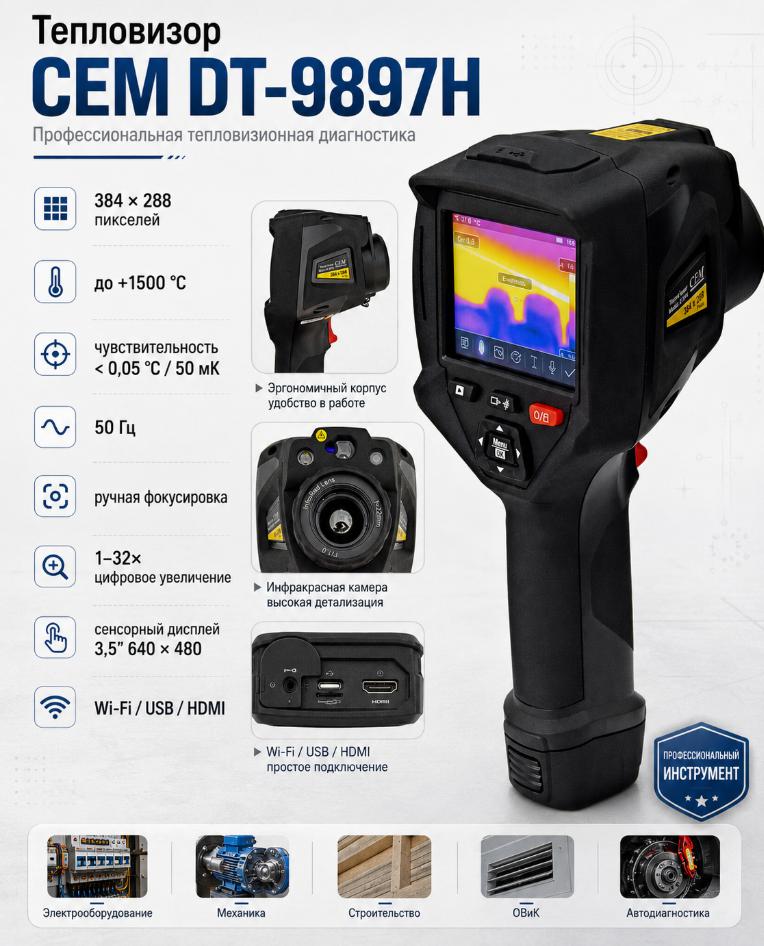 компактный тепловизор модель CEM DT-9897H